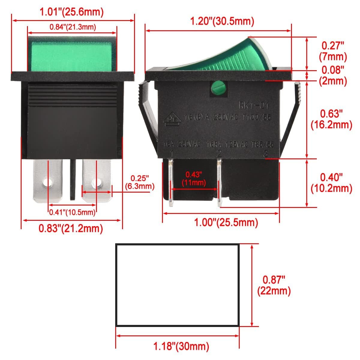 Interruptor Basculante DPST ON/OFF 4 pin, 5 Unidades - imagen 4