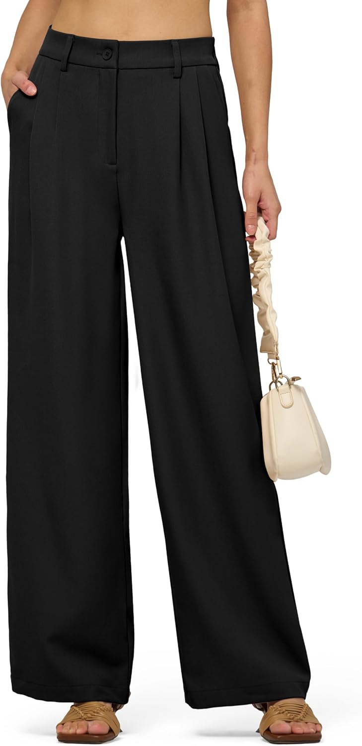 Women's Work Pants Wide Leg 2025 Dress Pants Casual Slacks Office Pants High Waisted with Pockets 28"/30"/32"