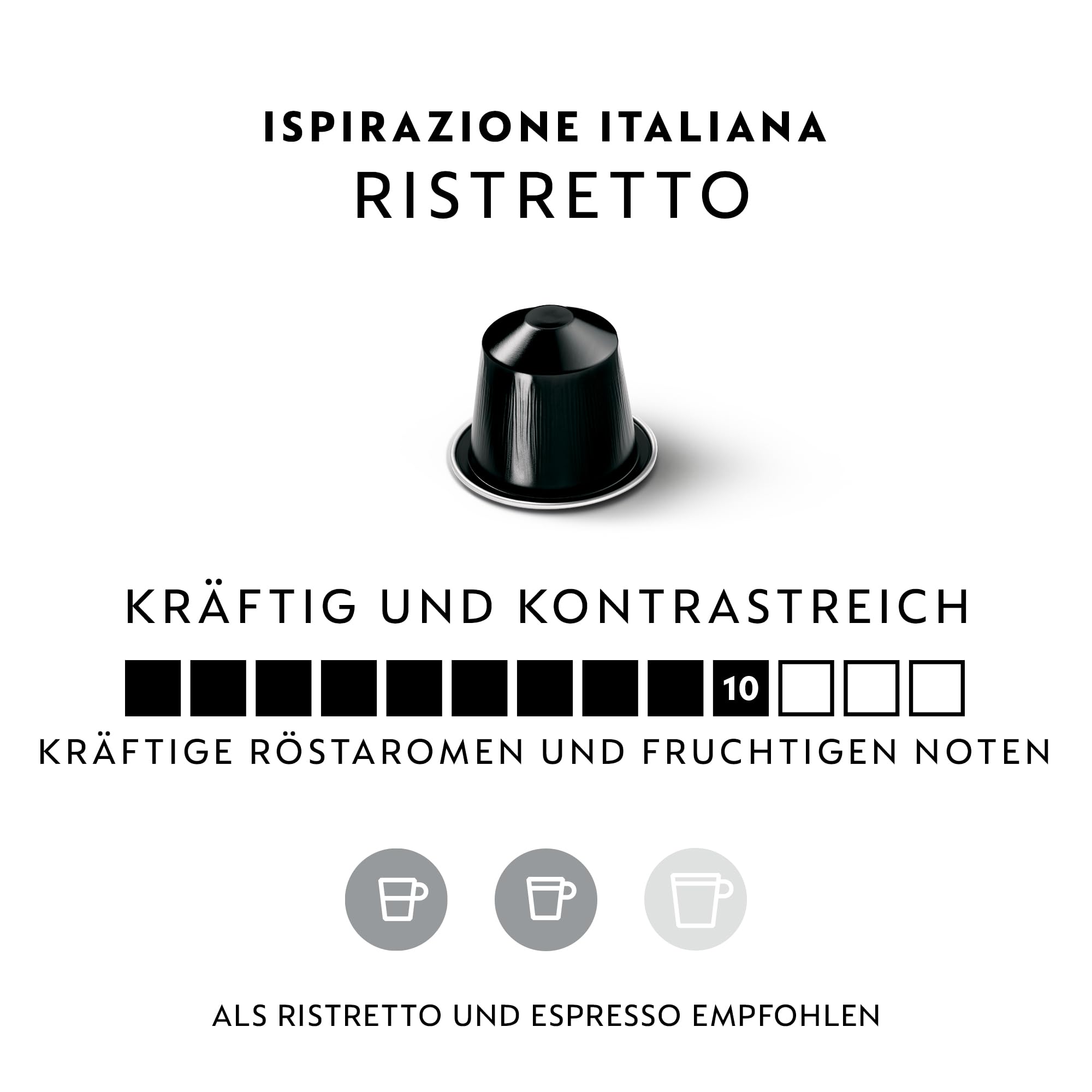 NESPRESSO ORIGINAL Ristretto 100 Kaffeekapseln | Arabica & Robusta Kaffee, Dunkle Röstung, Intensität 10, Ideal für kräftigen Espresso