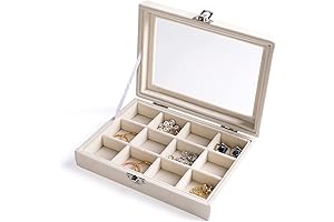 Frebeauty Clear-Lidded 12-Grid Jewelry Organizer Tray