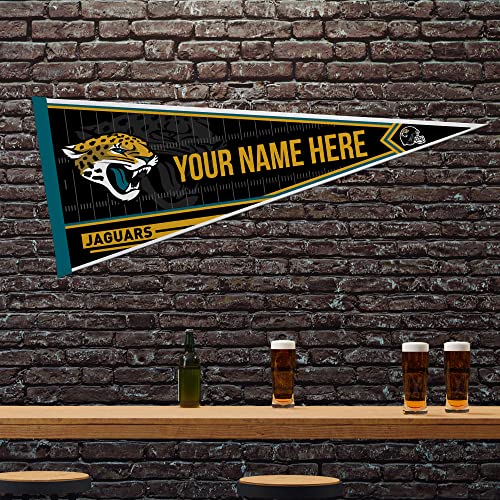 Image of Rico Industries NFL Football Jacksonville Jaguars Personalized - Custom 12 inch x 30 inch Soft Felt Pennant - EZ to Hang