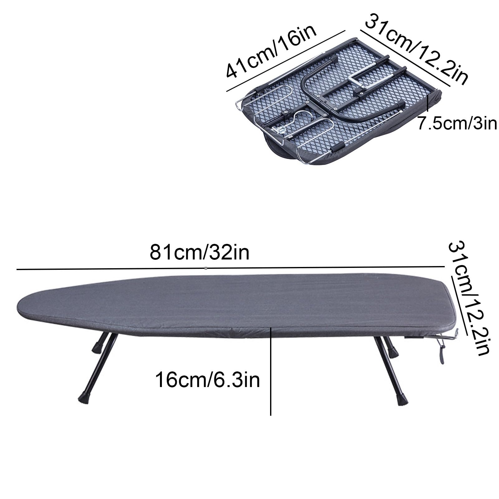 Tabla de Planchar Plegable de Sobremesa con Soporte para Plancha, Mesa de Planchar Portátil Colgante con Gancho para Uso Doméstico en Lavandería