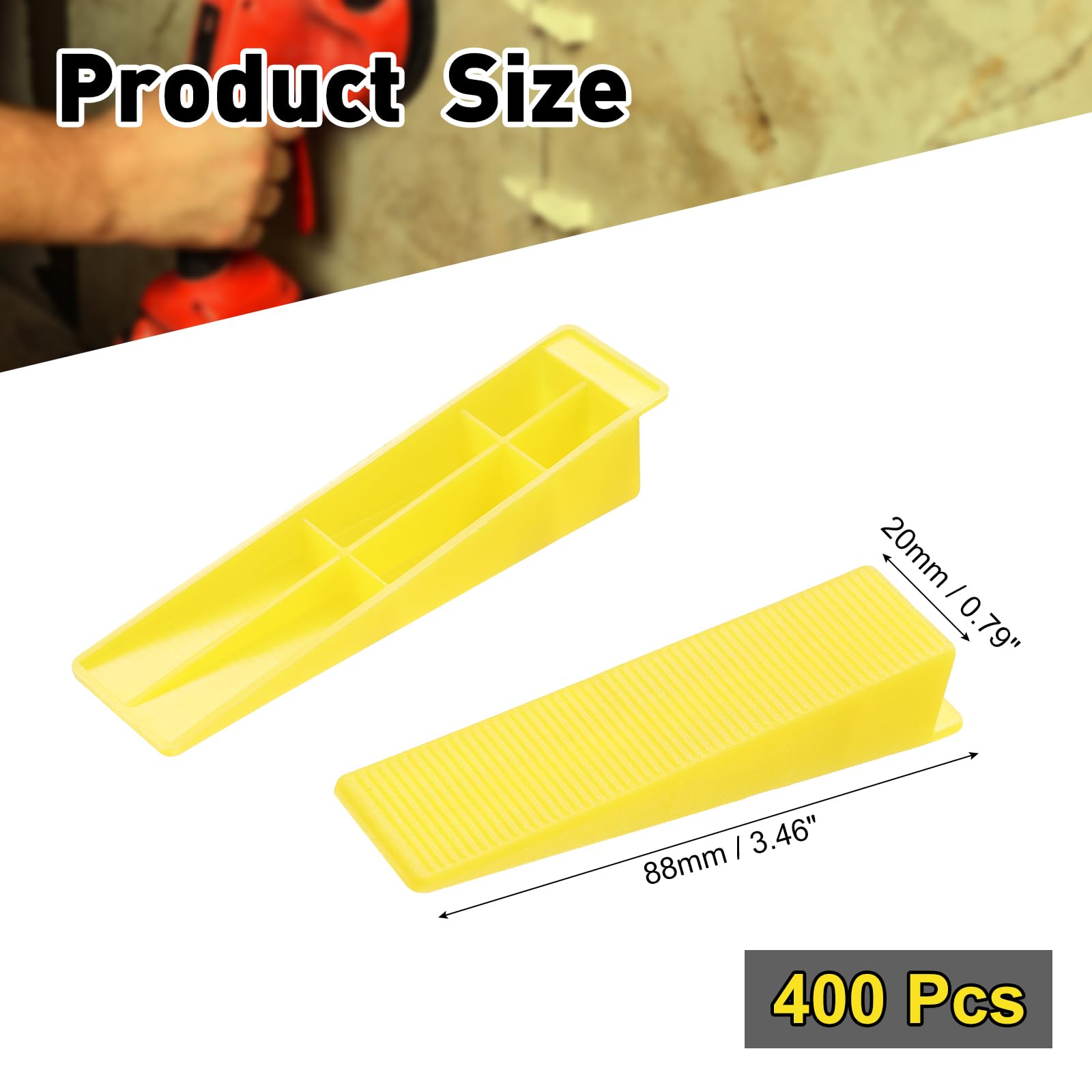 PATIKIL 400 cuñas de sistema de nivelación de azulejos, cuñas reutilizables para nivelación de azulejos para espaciadores de 1/8 pulgadas, 1/16 pulgadas, 1/32 pulgadas para instalación de pared de