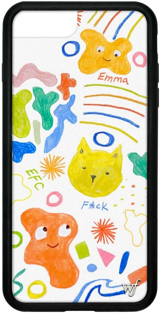 Wildflower Cases - Emma Chamberlain Case, Compatible with Apple iPhone 6/7/8 Plus | White, Orange, Doodle, Collab, Trendy - Protective Black Bumper, 4ft Drop Test Certified, Women Owned Small Business
