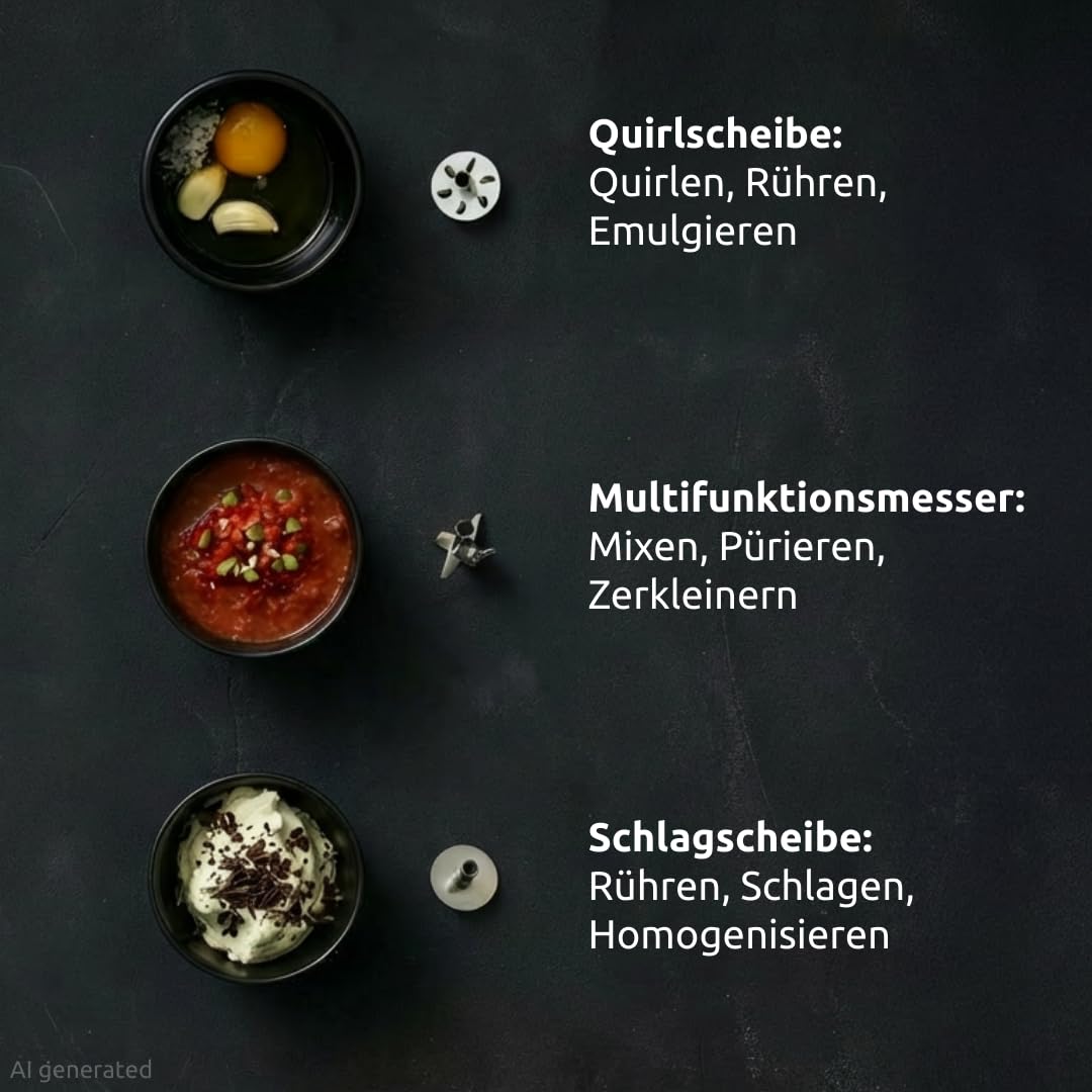 bamix Stabmixer Set M250 PRIME inkl. Multifunktionsmesser, Quirl, Schlagscheibe aus Edelstahl, 250 Watt, 2-Stufen, Made in Switzerland, Weiß/Chrom