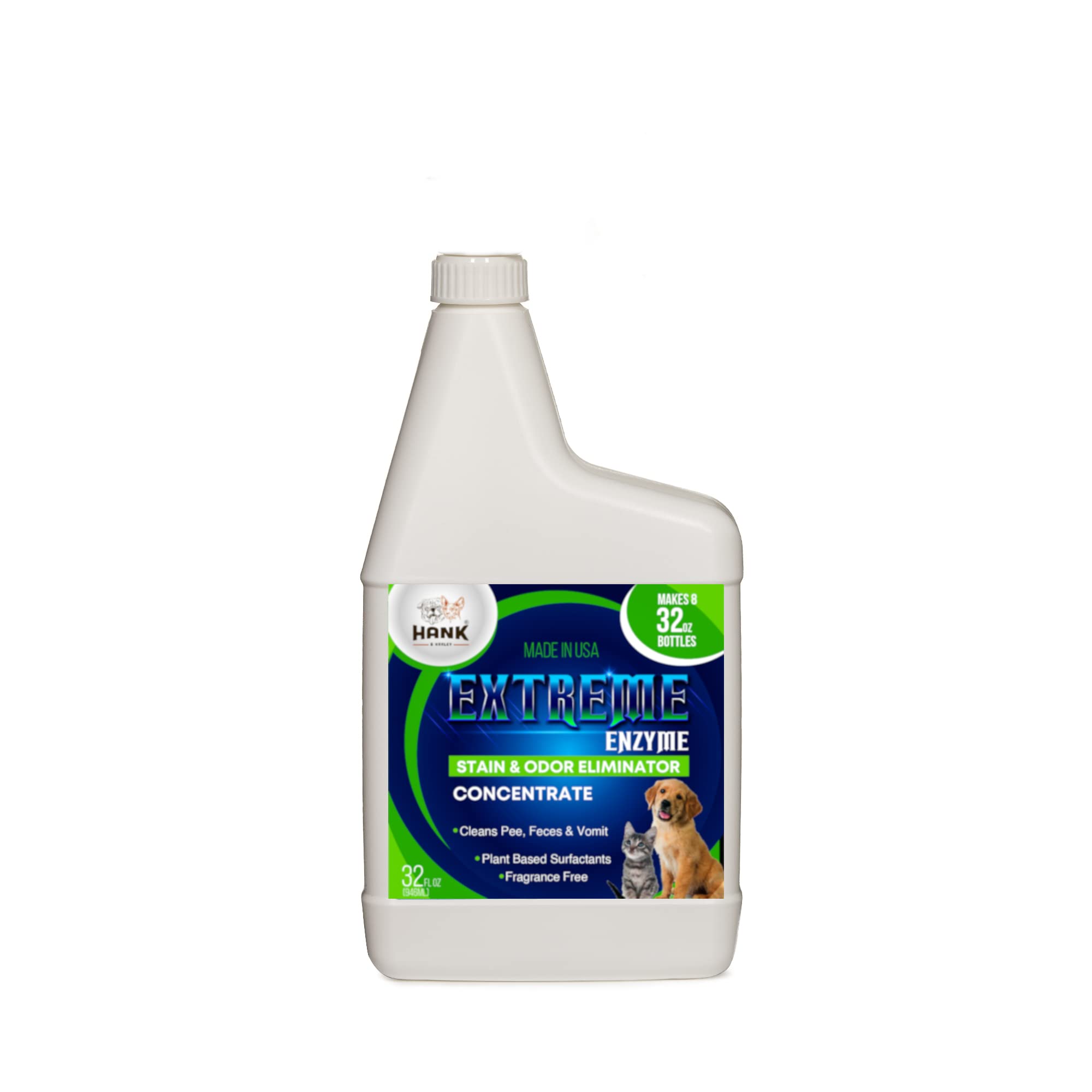 EXTREME ENZYME, PET STAIN &amp; ODOR ELIMINATOR - Concentrate, makes 2 gallons. Triple action bio-enzymatic cleaners and plant based surfactants break down pet mess forever. FRAGRANCE FREE, makes 256 oz