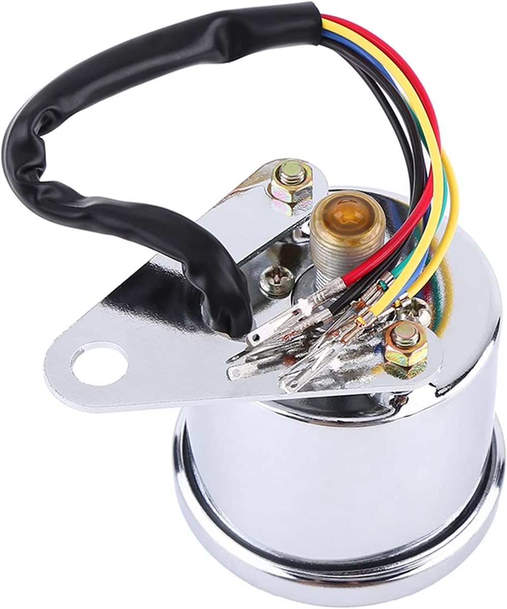 Motorcycle Odometer Speedometer with LED Backlight Universal Fit for 12V Bikes Replacement Gauge in Silver