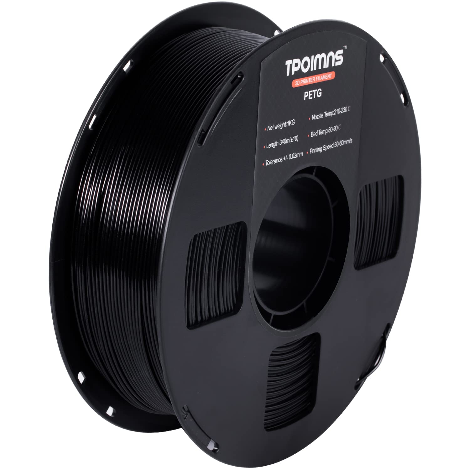 Photo 1 of TPOIMNS PETG Filament 1.75mm, Tough Black PETG 3D Printer Filament, 1kg Spool(2.2lbs) , Dimensional Accuracy +/- 0.02 mm, Fit Most FDM 3D Printer