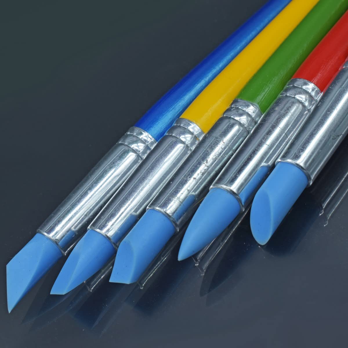 Rubber Tip Paint Brushes for Sculpture, Pottery, Color Shaping, Blending, Drawing, Modeling and Remove Fingerprints 5pcs Set-image-49