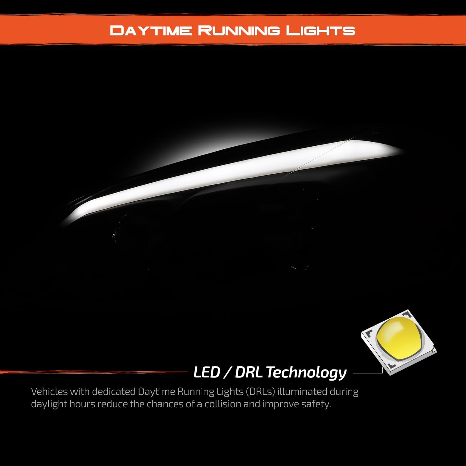 AKKON - Fits 2006-2013 Chevy Impala 14-16 Impala Limited 06-07 Monte Carlo Headlights Pair LH+RH w/LED Tube DRL Running