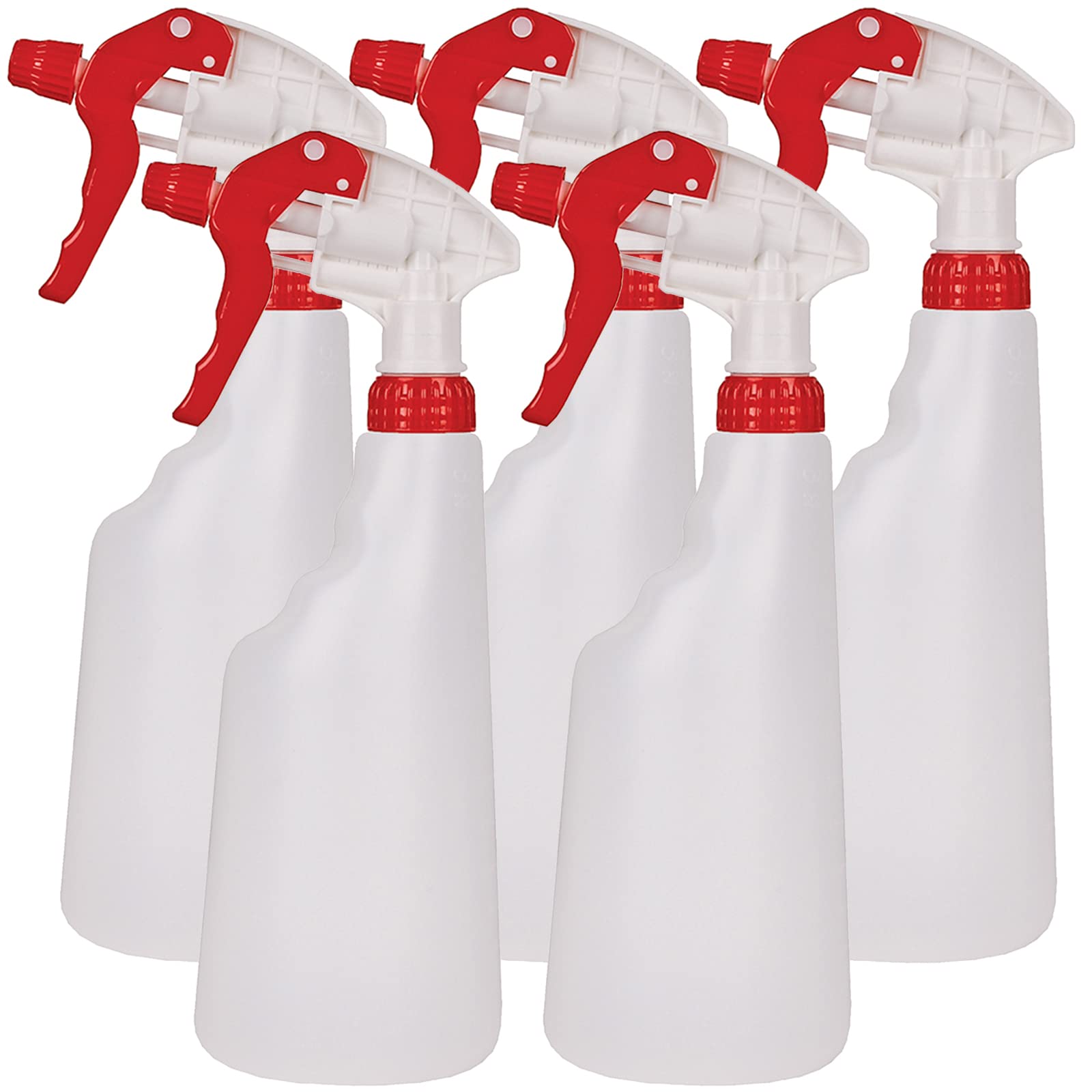 5 x Red 750ml Heavy Duty Empty Plastic Water Trigger Spray Bottles for Household Gardening, Plant Watering, Car Valeting & Cleaning