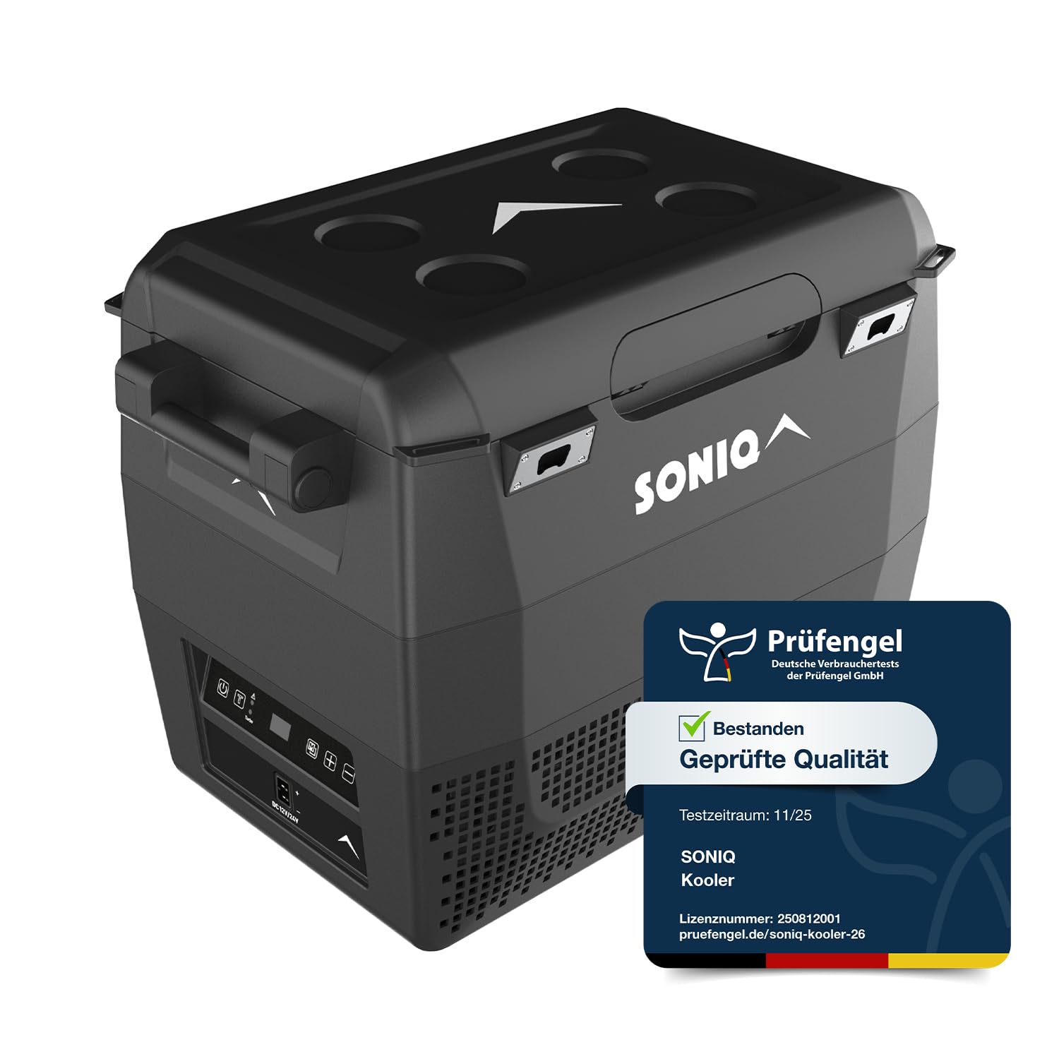 Elektryczna lodówka podróżna z kompresorem, 12/24 V, zamrażarka do -20 stopni, lodówka kempingowa, zdejmowane uchwyty, zintegrowany otwieracz do butelek