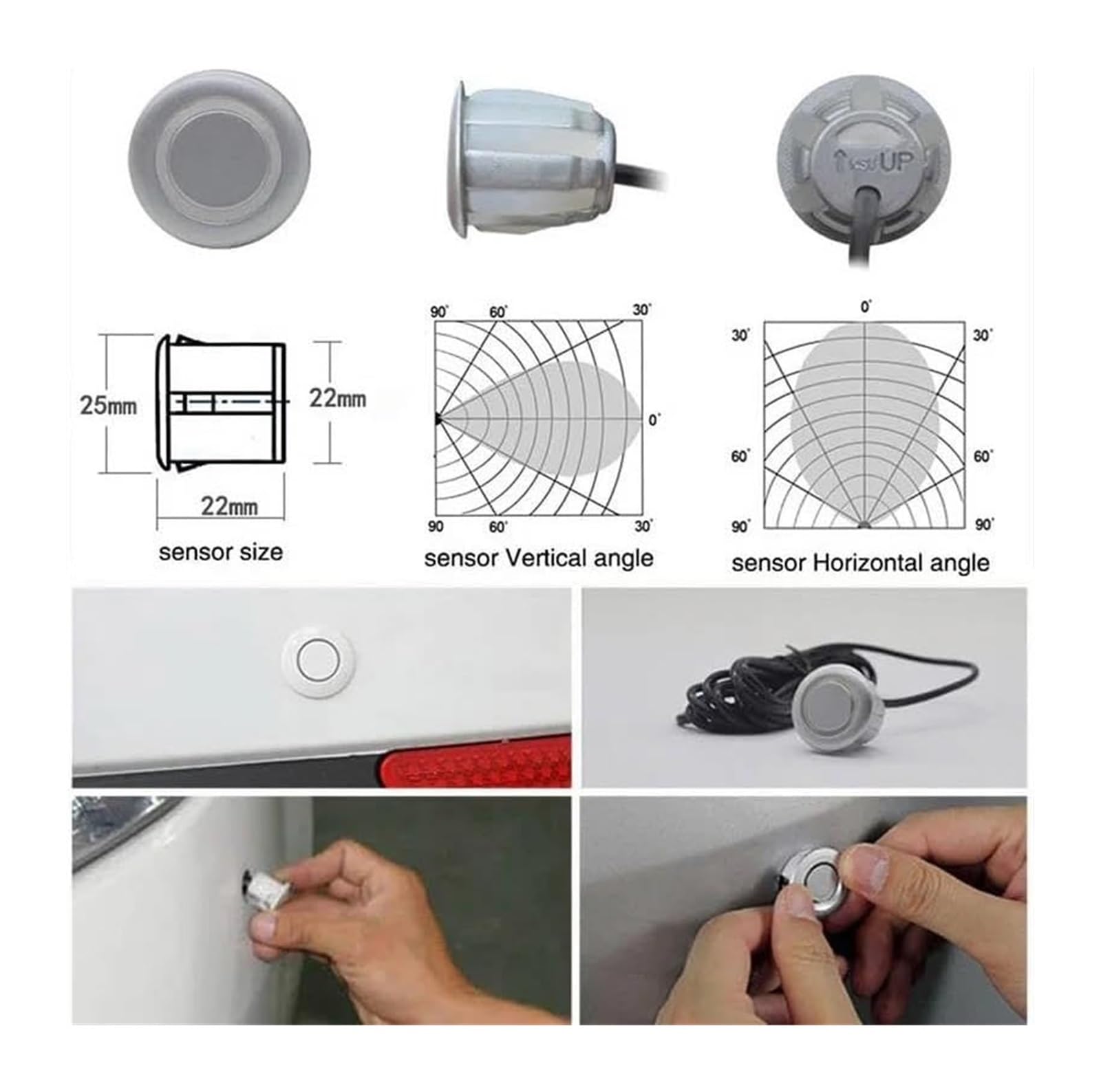 Radar Retromarcia Posteriore Per Auto 8 Sensori Parcheggio Rilevatore Elettronico Per Kit Assistenza Alla Cicalino Sensori Parcheggio Auto(Nero)
