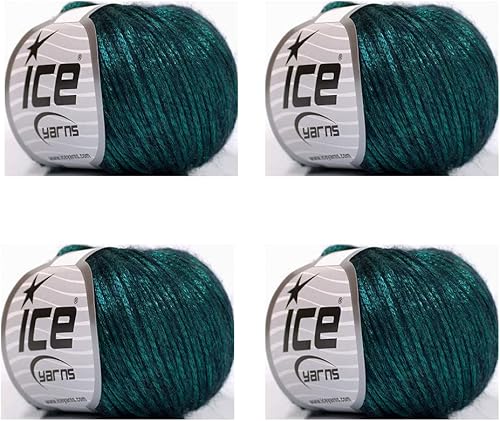 Ice Yarns Rock Star, Metallic Shine, hilo de mezcla de poliamida acrílica de lana merina, 1.76 oz (1.76 onzas) 125 yardas (377.3 ft) 4 bolas (azul -