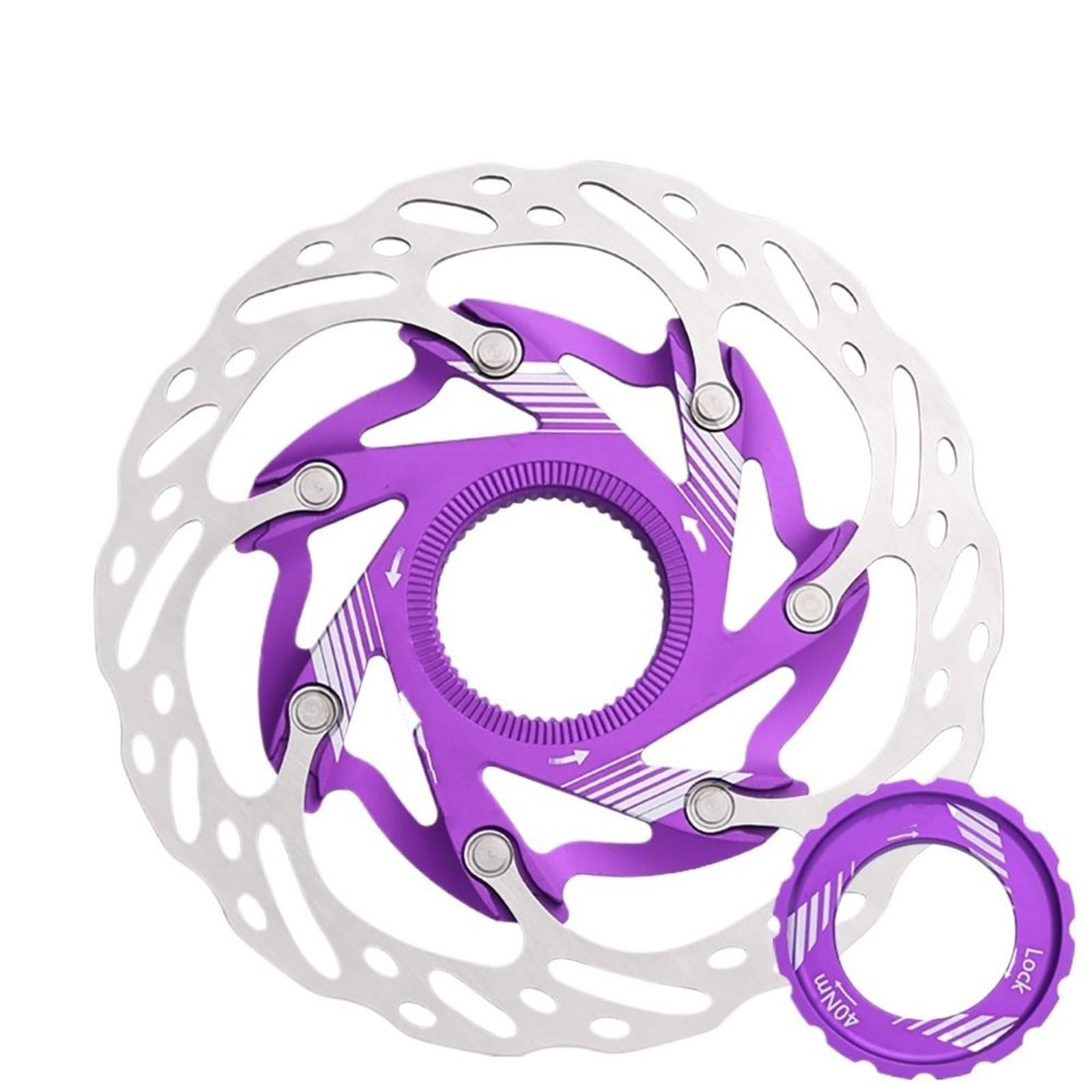 Tarcze tylne motocykl Hamulec hydrauliczny do roweru szosowego Tarcza z blokadą środkową, tarcza chroniąca przed wiatrem MTB Kolarstwo Tarcze ze stali węglowej(Purple 140mm 1PCS)
