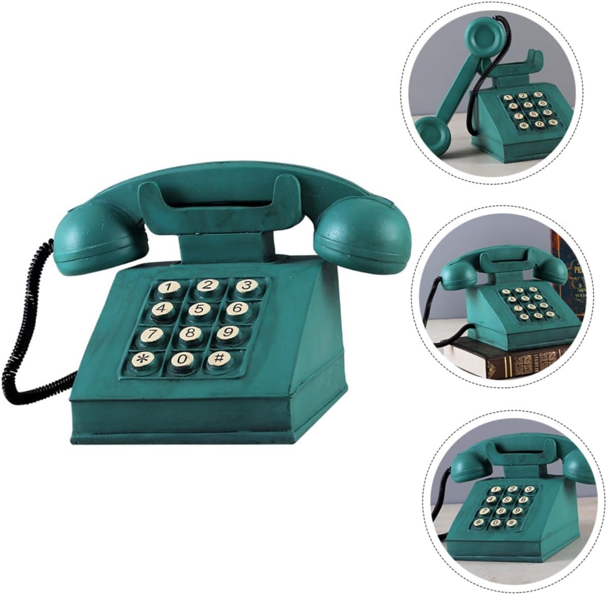 Kisangel 1Pc Retro Telephone Piggy Bank Saving Pot for Home Decor Vintage Style Household Money Bank with Craftsmanship Creative and Decorative Coin Jar in Green