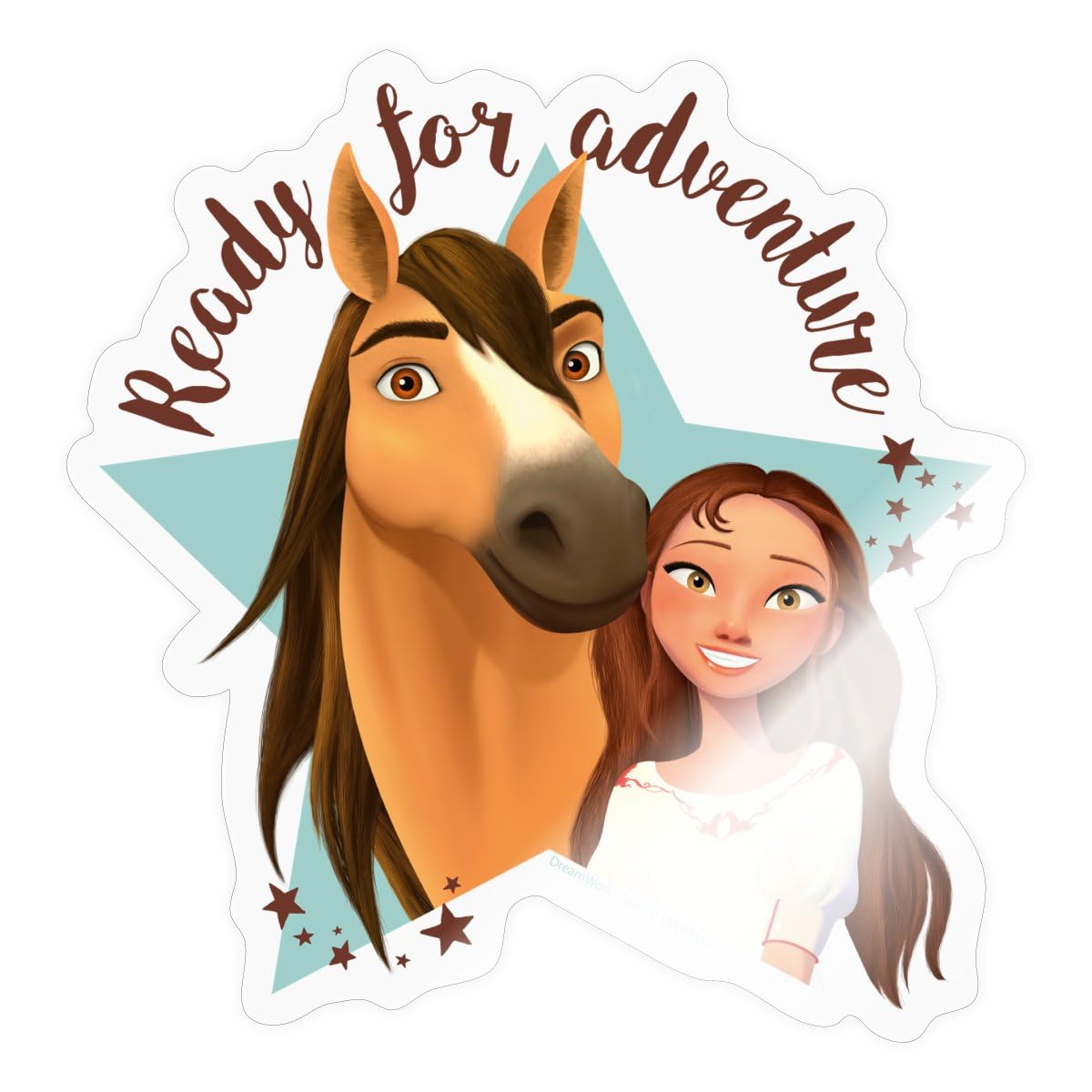 Spreadshirt Spirit and Lucky - Ready for Adventure Sticker, 10 x 10 cm, Transparent Glossy