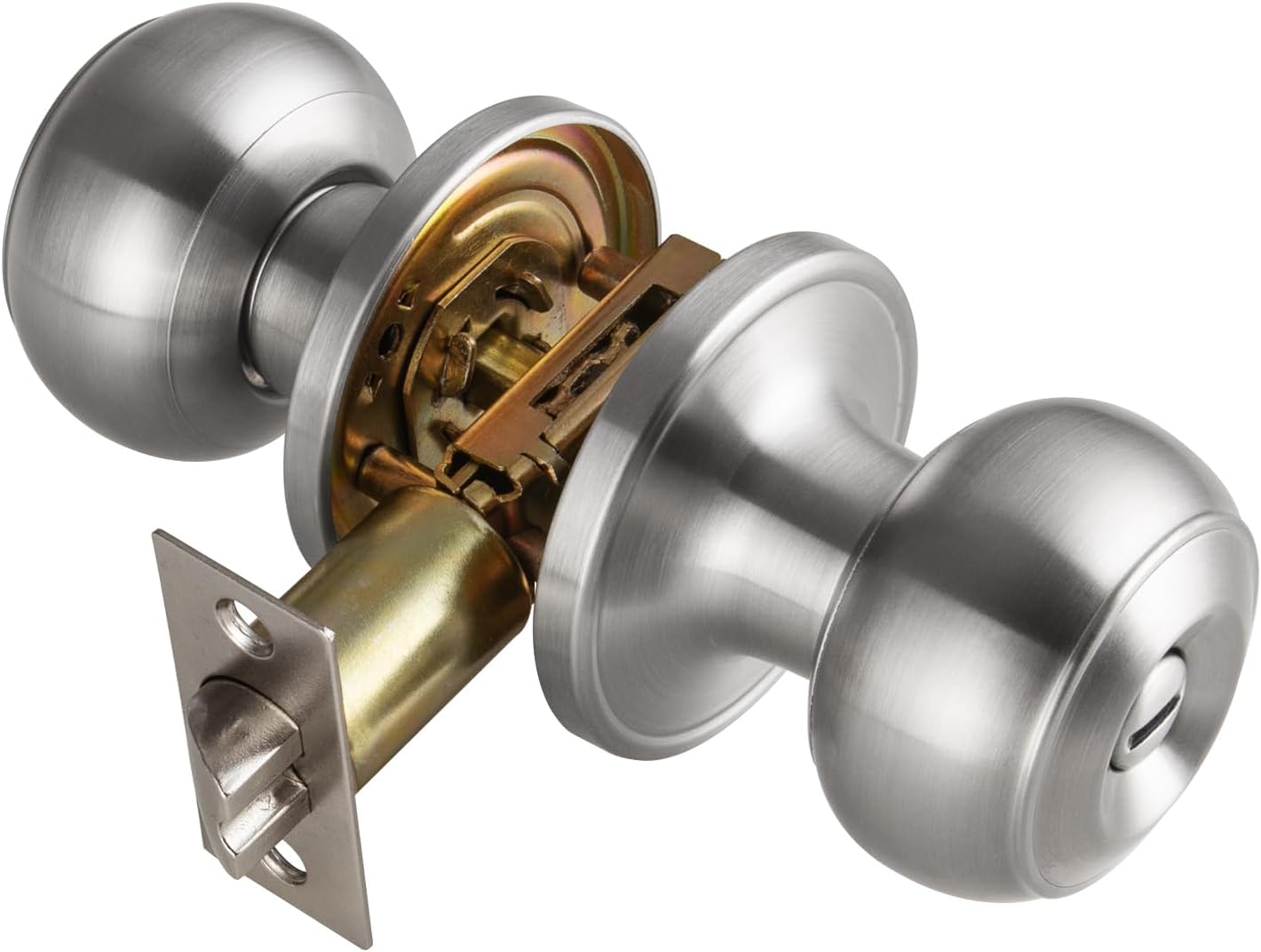 Brushed Nickel Door Knobs Interior,Bath & Bed Privacy Door Knob, Keyless Door Lock Round Doorknobs