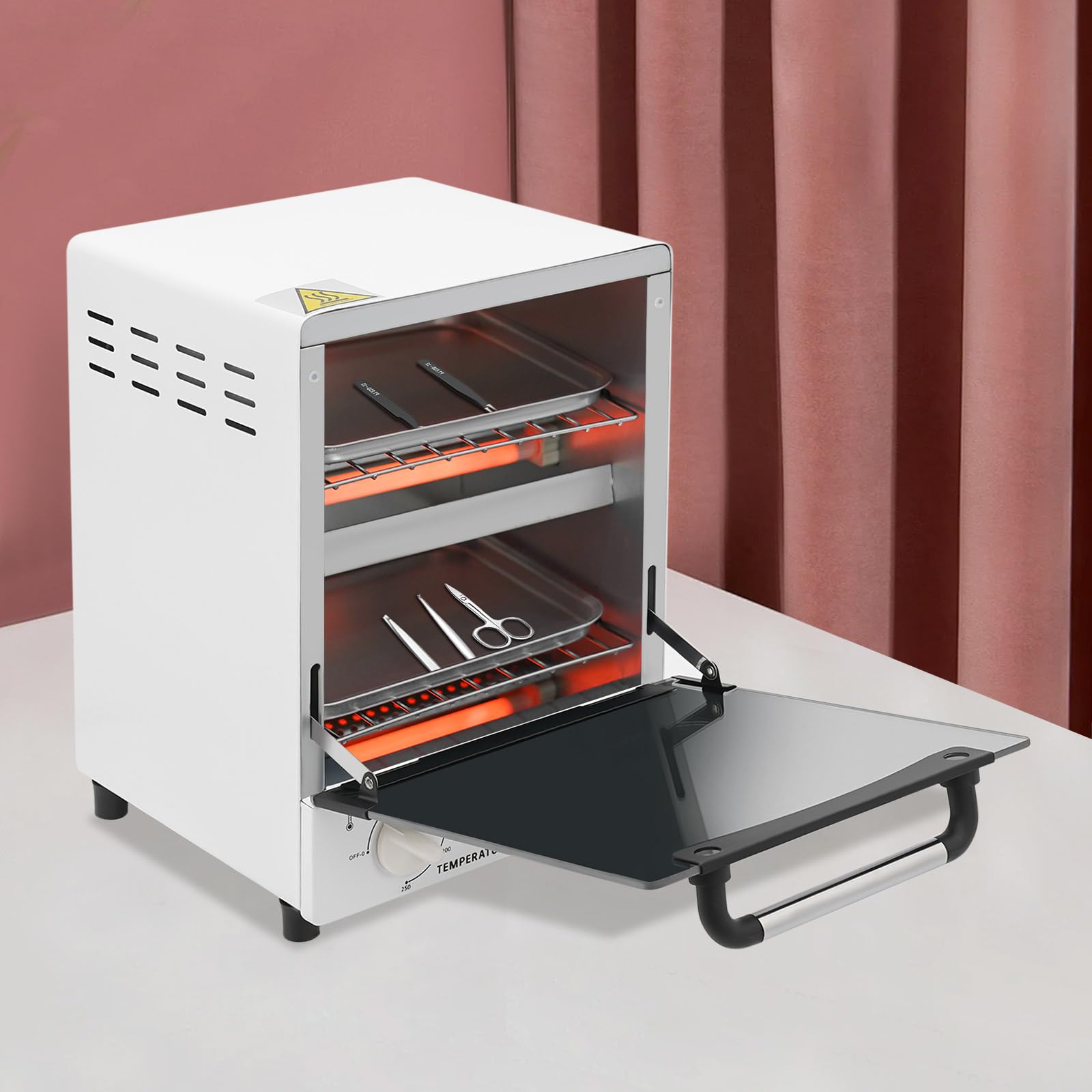 Esterilizador de salón de uñas, 12 L, esterilizador de alta temperatura 0 – 250 °C, dispositivo desinfectante 1000 W, armario esterilizador para salón de belleza, spa, esterilizador de aire caliente