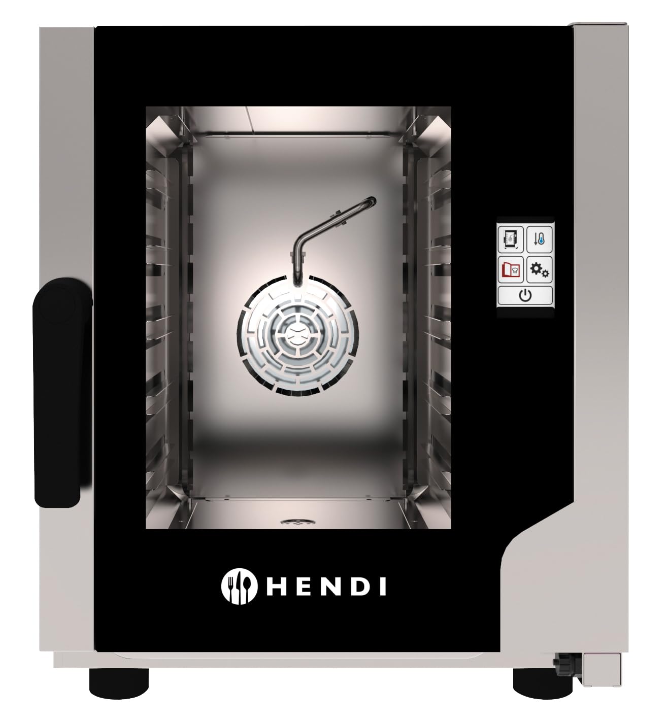 HENDI Horno mixto de convección a vapor con pantalla táctil, 5xGN 2/3, ventilador autoreversible, 99 programas, vapor ajustable 10–100%, 30–270°C, 230V, 3200W, 550x754x(H)662mm, acero inoxidable