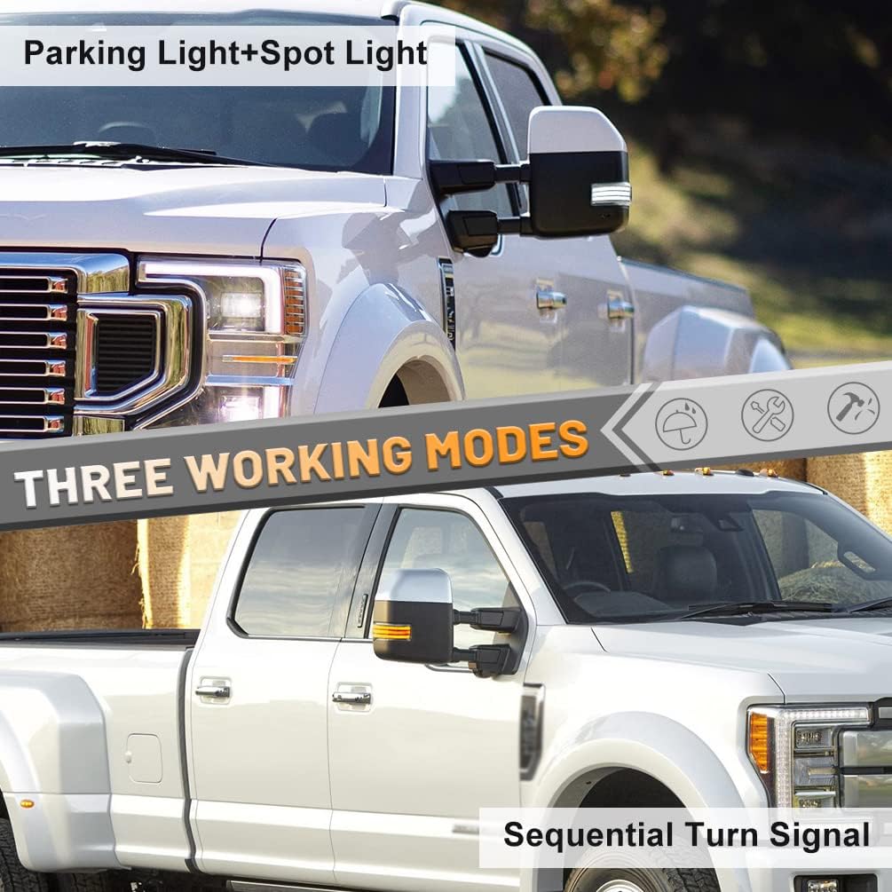 NJSBYL Led Side Mirror Marker Lamp for F0rd F150 F250 F350 F450 F550 2018-2022 2023 2024 2025 Super Duty Switchback White LED Driving Parking Light Amber LED Turn Signal Light Smoke Lens