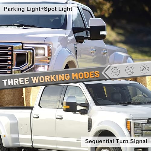 Miniatura 6 de NJSBYL Lámpara de marcador de espejo lateral LED para F0rd F150 F250 F350 F450 F550 2018-2022 2023 2024 2025 Super Duty Switchback Luz LED blanca de
