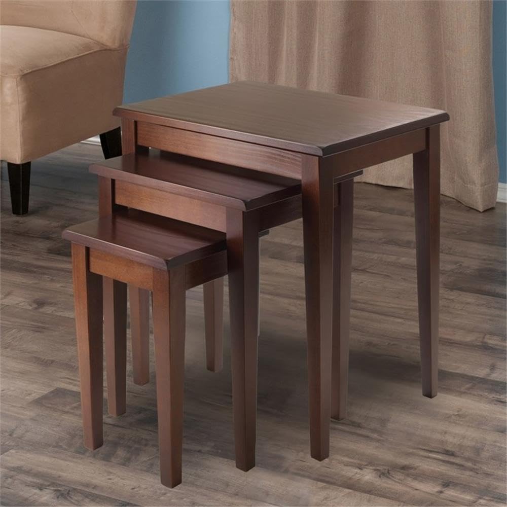 How to Choose a Nesting Table (2026) 1 PEMBERLYROW Pemberly Row 3-Piece Solid Wood Nesting Tables, Antique Walnut Finis - product photo