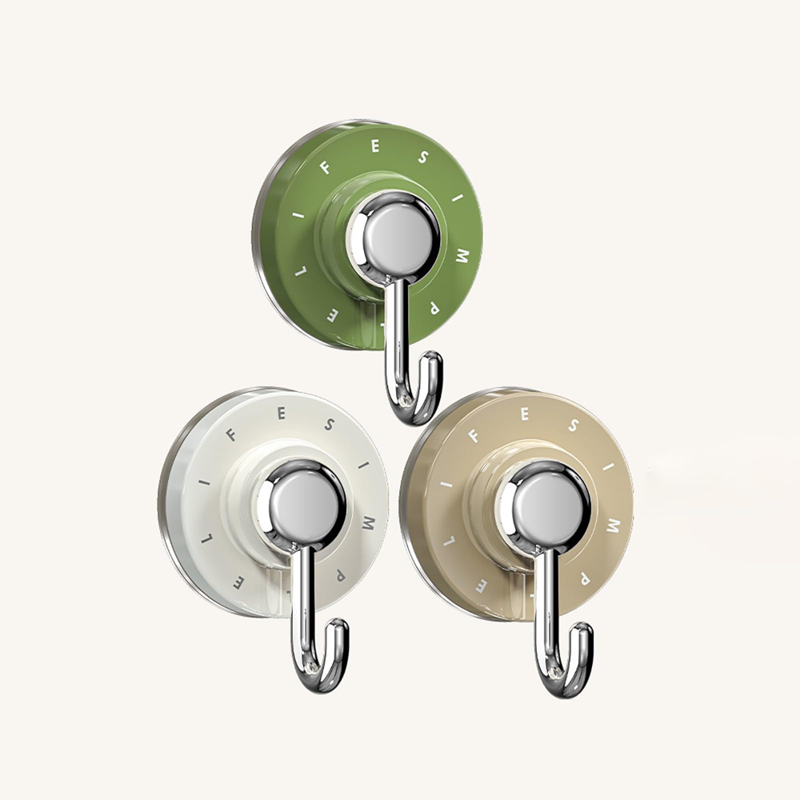 3 Pieces Suction Hooks, 3Kg Heavy Duty Plastic Vacuum Suction Cup, Reusable Vacuum Seamless Sucker Hook, Easy to Install, for Shower Kitchen Window Towel Caps Bags Coats