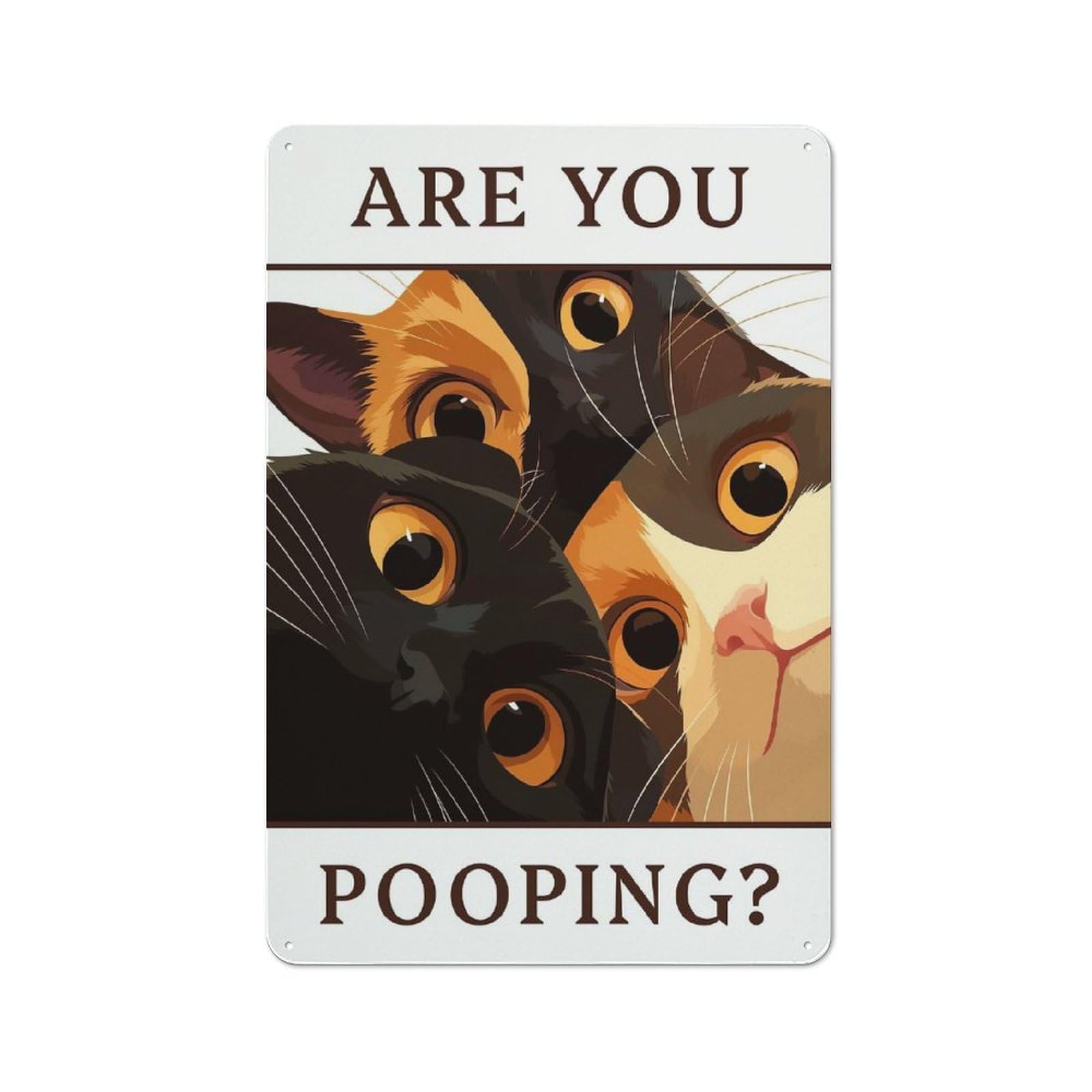 Junmoney Style-5 Tin Sign 30X20cm With Bathroom Cat Meme - Are You Pooping For Garage Wall, Retro-Style Decor, For Room Styling Across Garages And Workshops