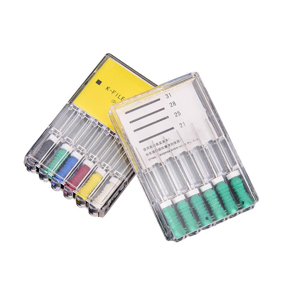 6Pcs/Pack Dental Hand Use K-Files 25mm Stainless Steel Endodontic Root Canal Files Dentist Tools Dental Lab Instruments (20,25mm)