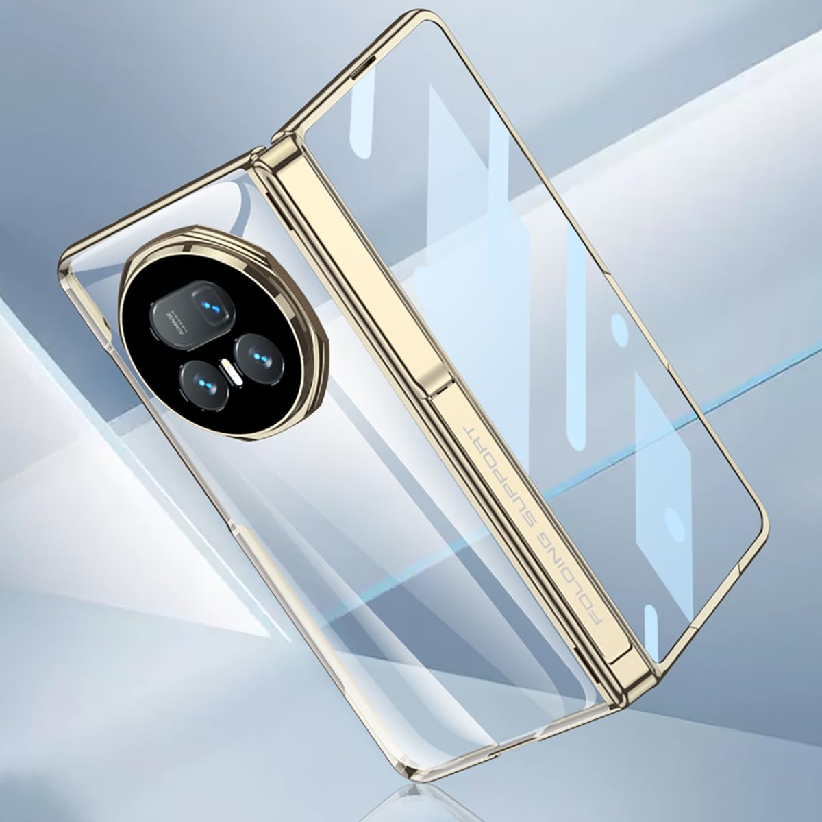COQUE Custodia per telefono Honor Magic V5 con pellicola anti-Peep, guscio di copertura pieghevole in stile Supercar, custodia trasparente per Honor Magic V5-Oro