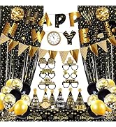 New Year's Eve Party Supplies 2026 - Happy New Year Banner, Balloons, Props, Glasses, Hats &amp; Tabl...