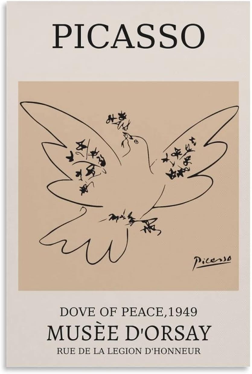 Orjdjz Wxkbl Dove Of Peace by Pablo Picasso Canvas Poster Vintage Wall Art Abstract Painting Pablo Picasso Prints and Picture for Office Decor 40x65cm Frameless