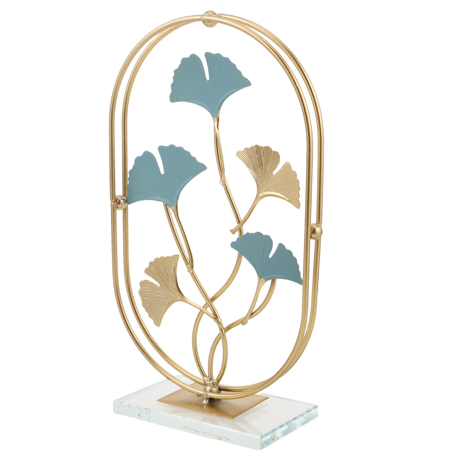 Ornement de Décoration de Table en Fer Doré Feuille de Ginkgo Ajourée, Design Luxueux et Élégant pour Décoration Intérieure et Étagères