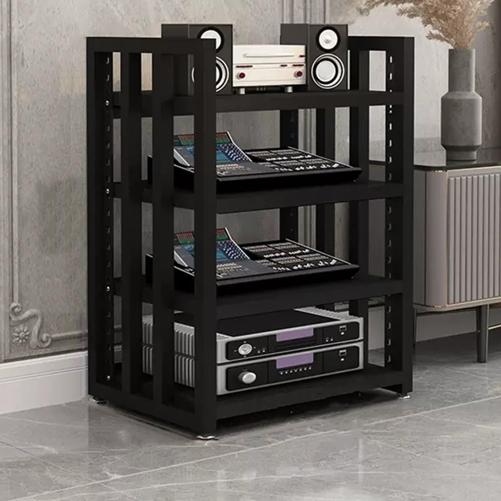 Stojak Na Sprzęt Audiowizualny Av, 4-Poziomowy, Narożny, Szafka Na Sprzęt Audio/Wideo, Stojak Stereo, Wieża Audio, Regulowane Półki Do Przechowywania Sprzętu Audio, 26 Cali, Czarny