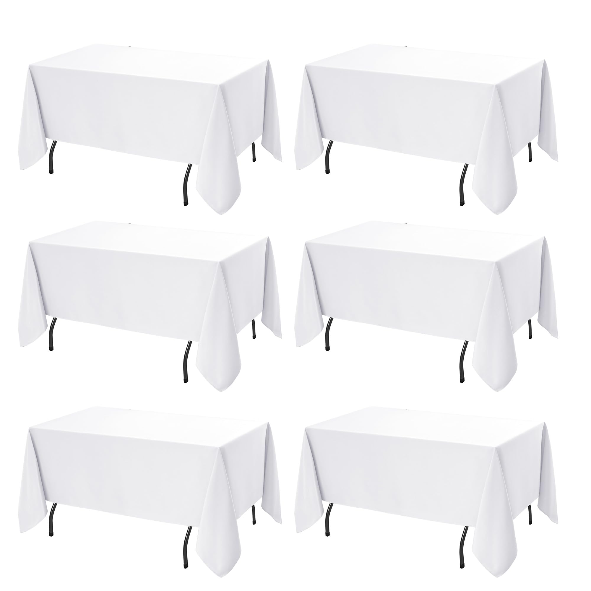 6-Pack White Tablecloths for Rectangle Tables, 60 x 120 Inches