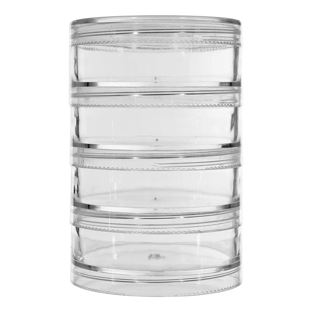 Craft Organizers – Stackable, Clear Plastic Storage Boxes – for Craft Supplies, Hardware Pieces, and Household Items (4 Piece 2 3/4 Inch Round Containers)
