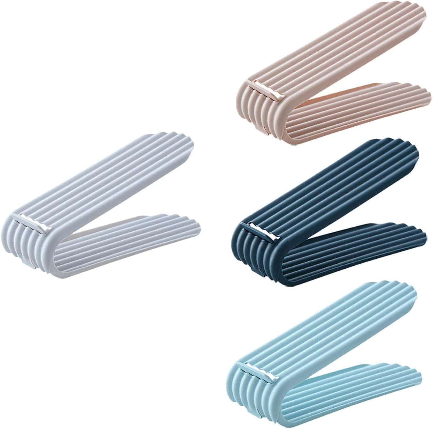 4pcs Double Layer Shoe Stacker Organizers for Space-Saving Storage Closet Entryway Garage Shoe Holders Random Colors