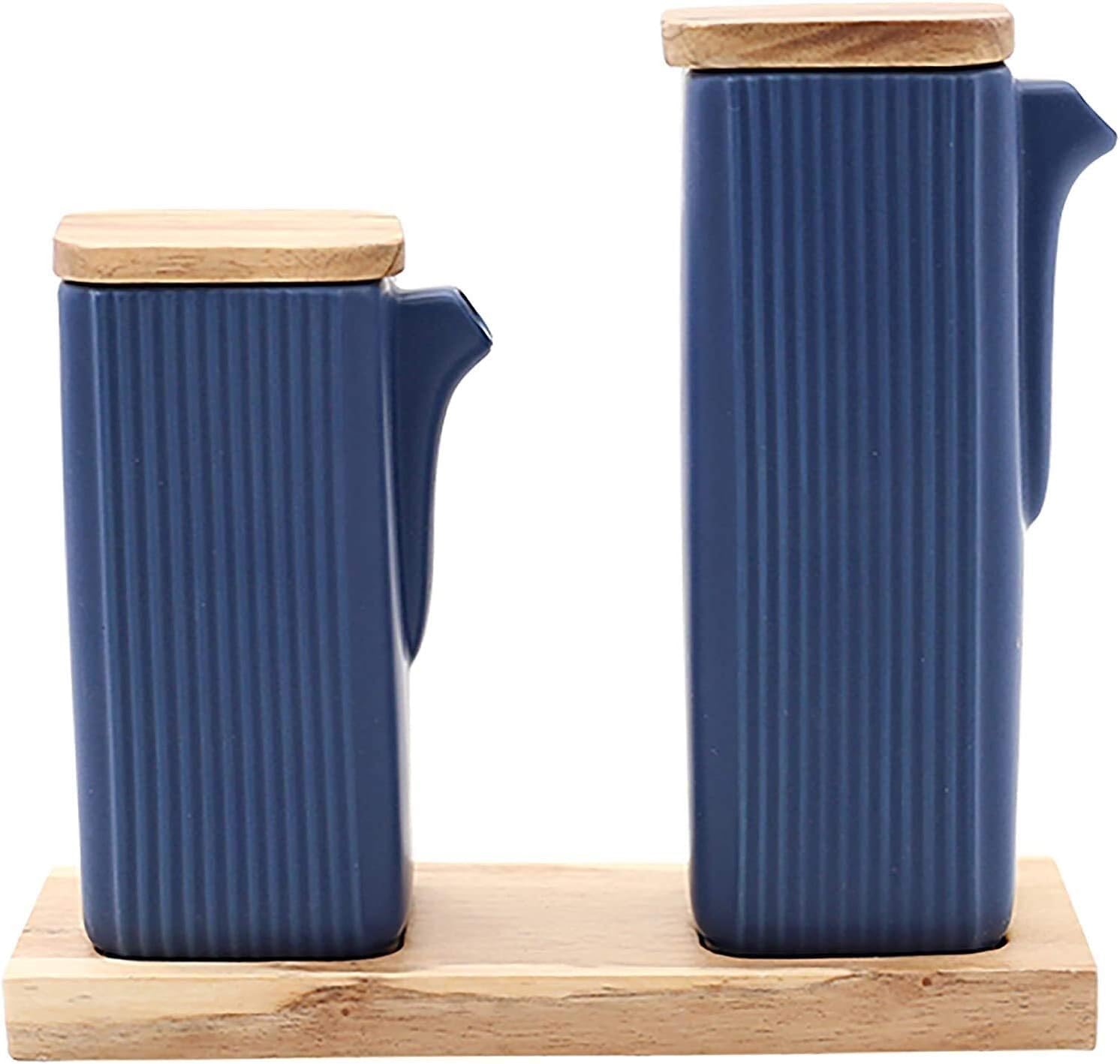 Pentola for salsa di soia, brocche in ceramica, bottiglia for olio d'oliva o aceto anti-perdite, set da 2 pezzi in ceramica bianca e nera for olio e aceto, salsa di soia, sciroppo d'acero, barattolo f