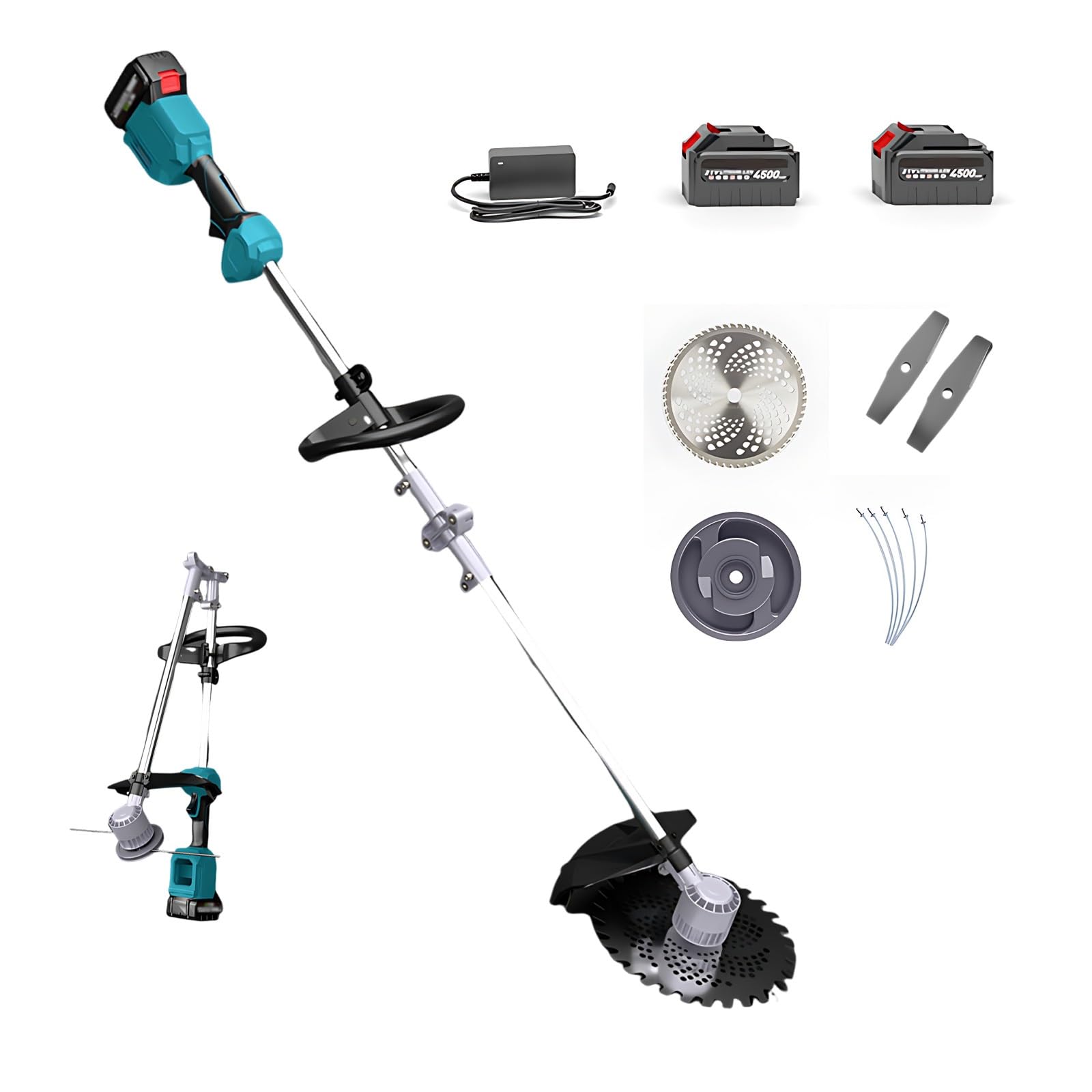 Utensilio Multifunción 4 en 1 A Batería Doble | Solución paisajística integrada que une hilo de corte y cuchillas robustas para eliminar fácilmente las malezas