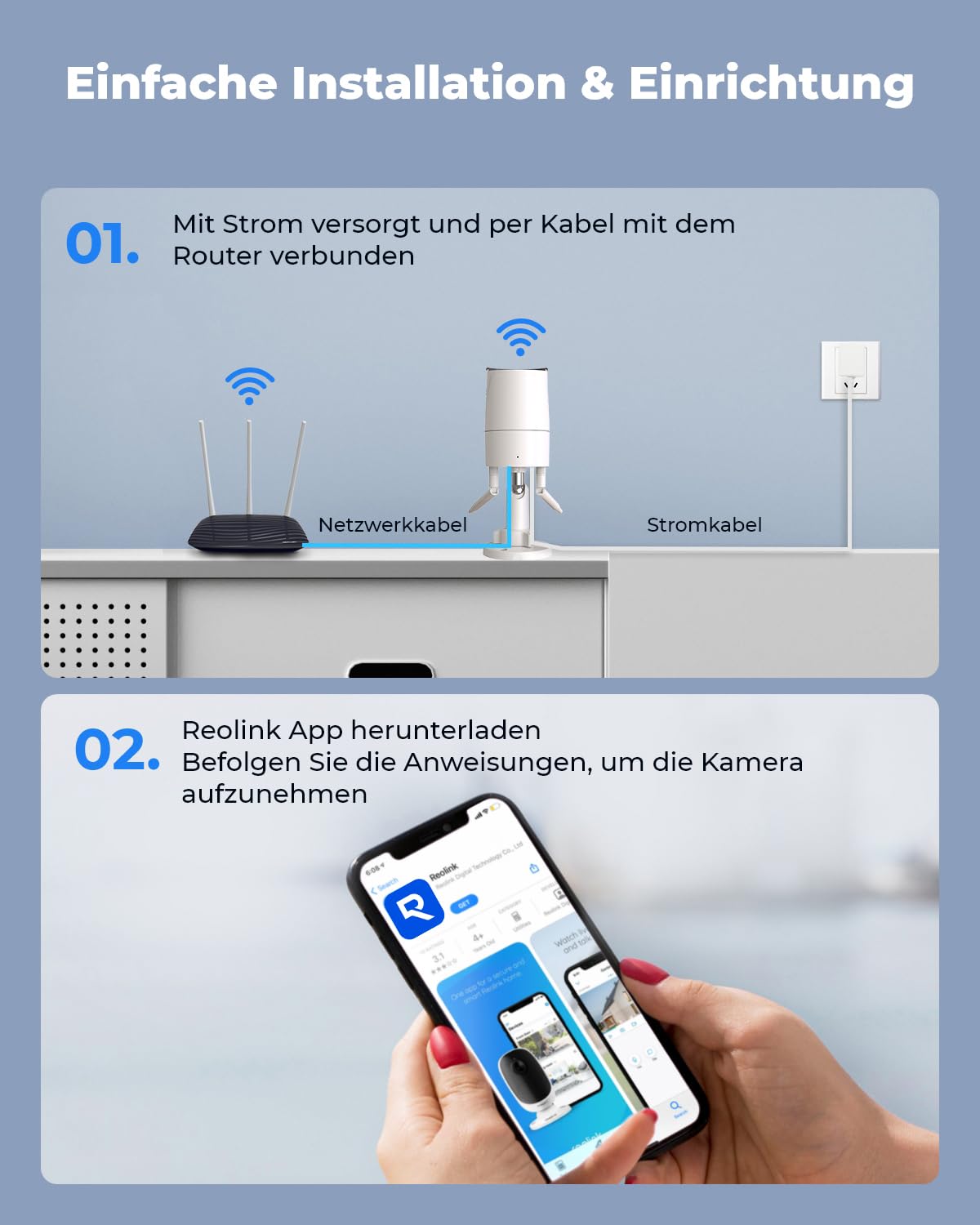 Reolink 5MP WLAN Kamera Outdoor, 2,4GHz/5GHz WLAN CCTV IP Kamera Aussen mit Person/Auto/Tiererkennung, IP67 Wetterfest, Nachtsicht, Bewegungsmelder, SD-Kartenslot, Zeitraffer, Außenkamera RLC-510WA
