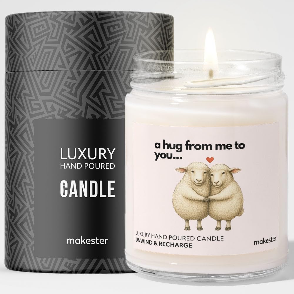 Makester White Sheep Gifts - Luxury Soy Wax Candle - Vanilla, Jasmine, Sugared Almond