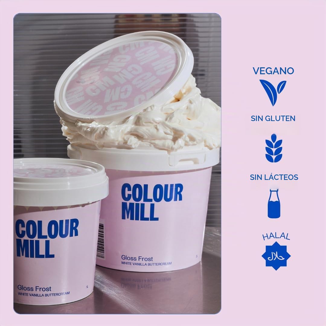 Colour Mill Gloss Frost White Buttercream: Glaseado Blanco, Crema de Mantequilla al Estilo Merengue Suizo - 1 Litro