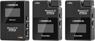 Comica BoomX-D2 Pro 2.4G Microfone de lapela sem fio com gravação integrada de canal duplo compatível com câmera, filmadora, smartphone e computador para gravação de vídeo, transmissão ao vivo, entrev