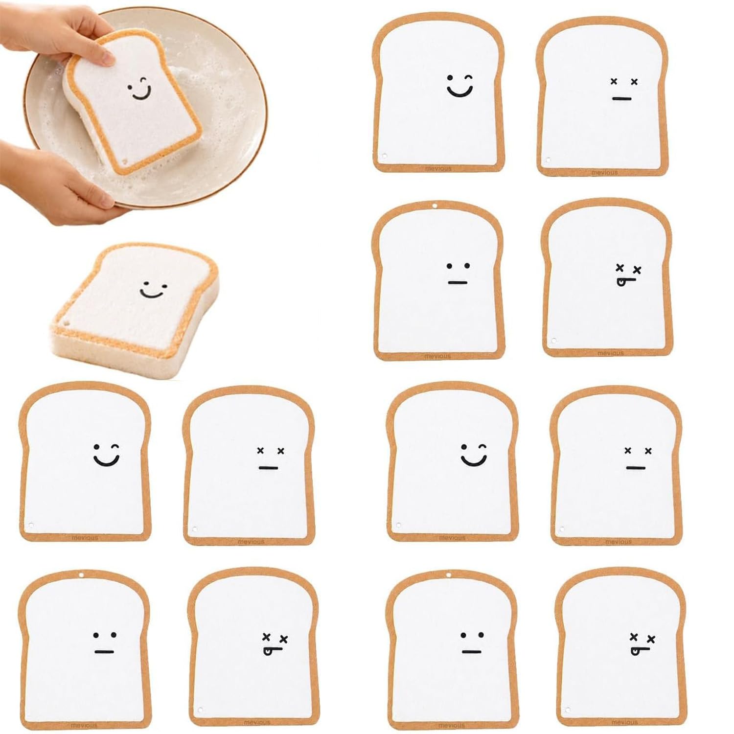 Bread Sponges, Toast Shaped Pop-Up Compostable Sponges (12 Pcs)