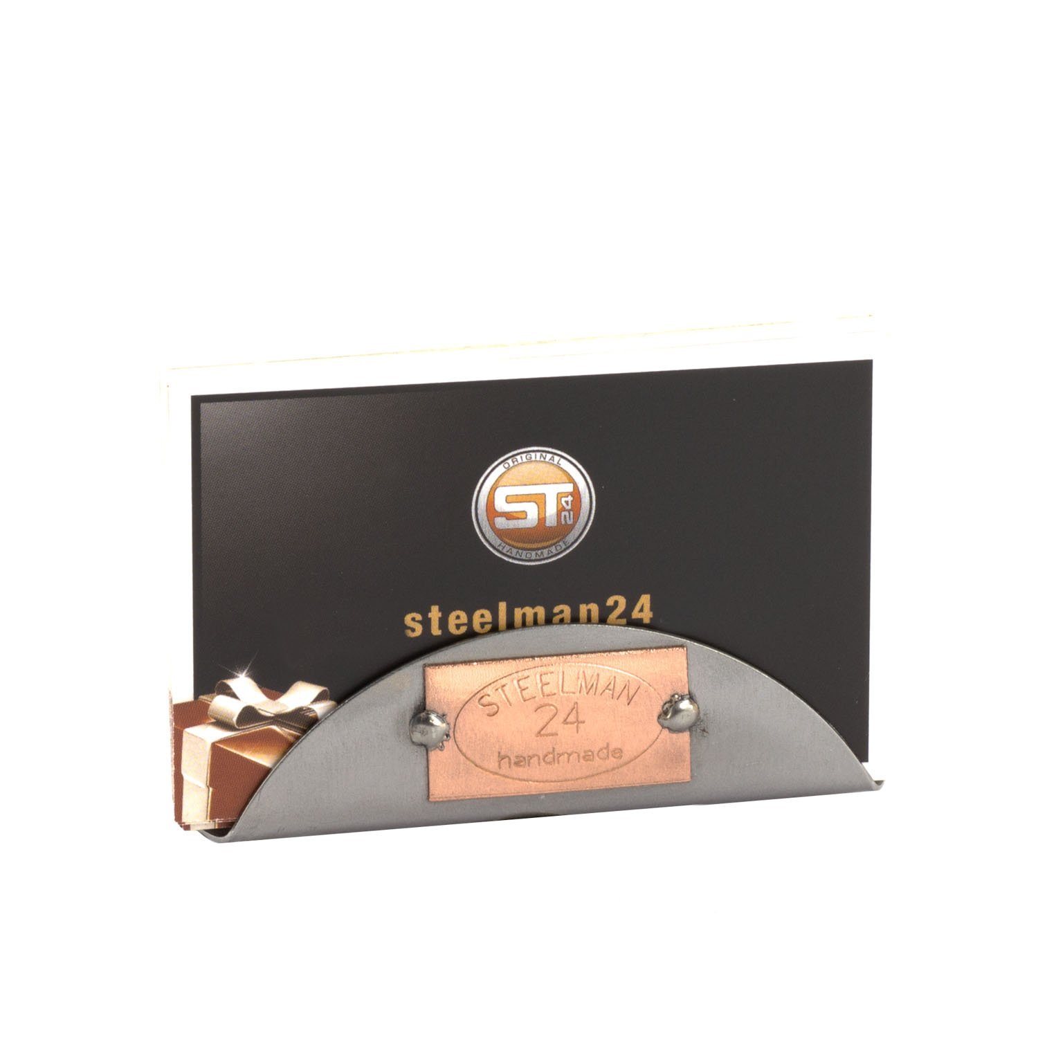 Steelman24 I Nuts and bolts sculpture Business Card Holder Incl.Magnet I Handmade ornaments I Made in Germany I I Metal figurine