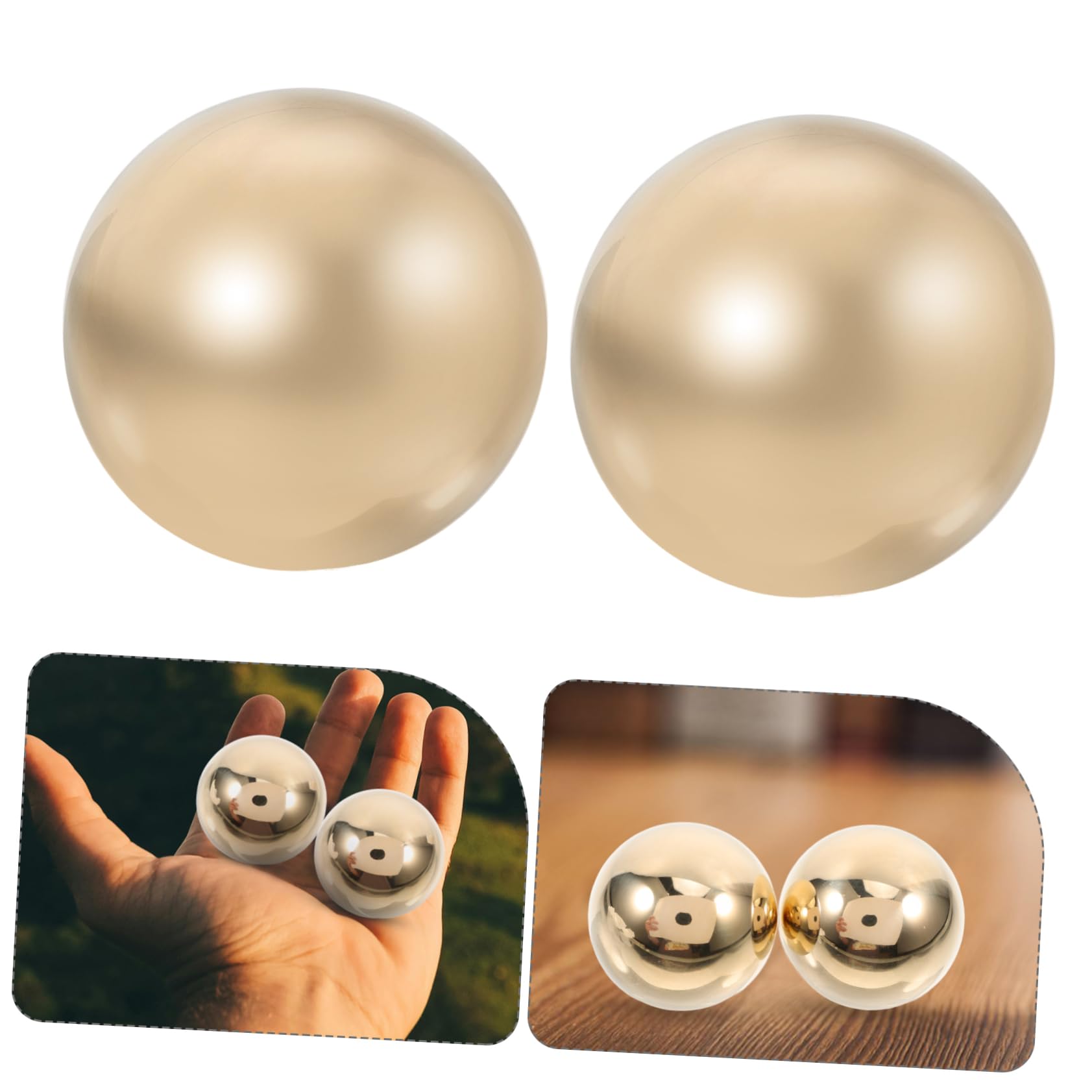 2 Stück Messing Handfitnessbälle Goldene Metall Handbälle