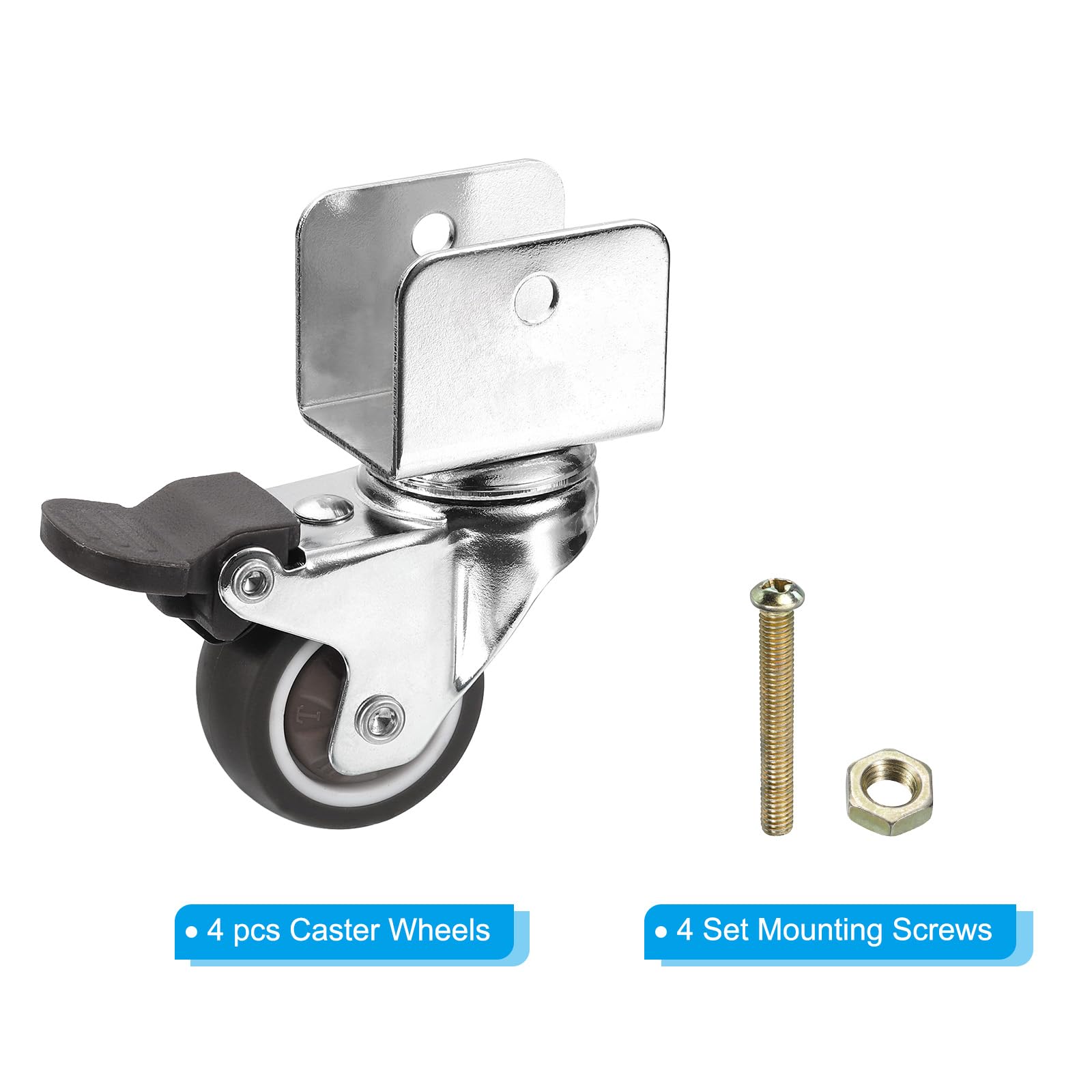 PATIKIL 1.5" Swivel Caster Wheels with 1" U Bracket - Image 3