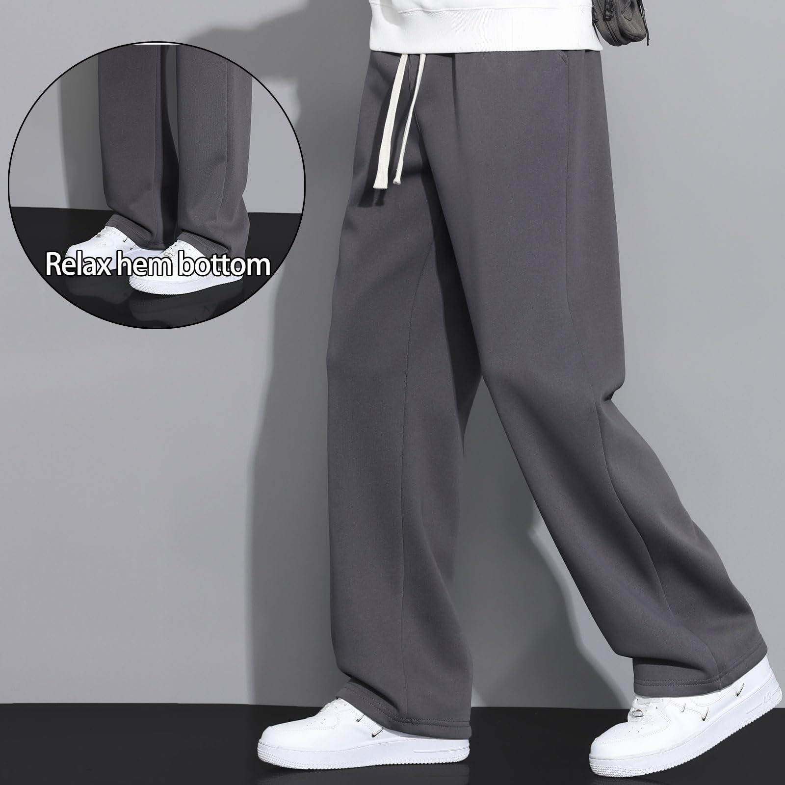 SHAGGA Pantaloni della tuta da uomo con orlo aperto dritto e cintura elastica con tasche per corsa, palestra, allenamento