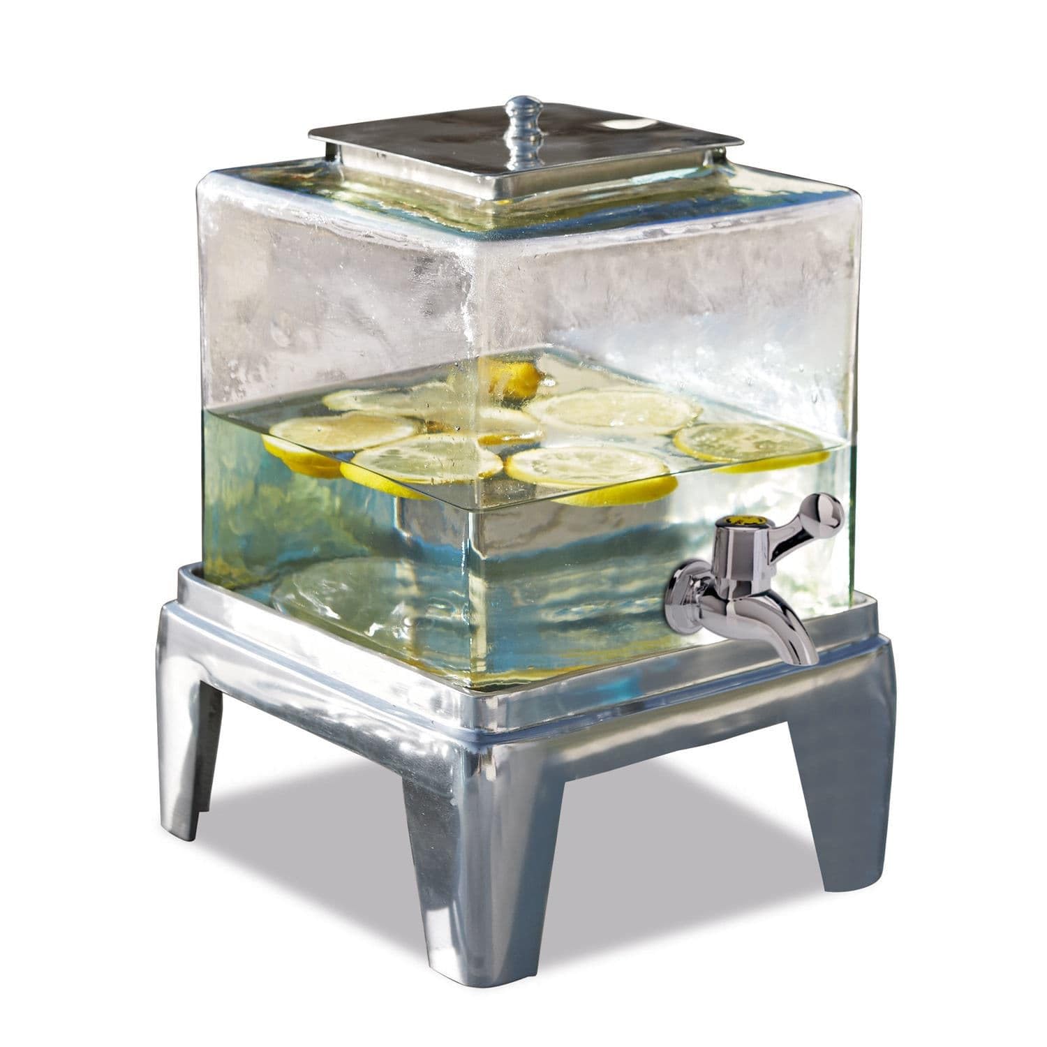 LOBERON Osric Dispenser per bevande - Vistosamente grande con un comodo rubinetto - Bevande praticamente dosate presentate con stile, trasparente/argento